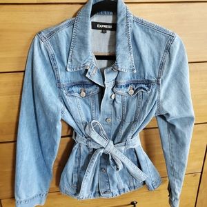 Express Light Blue Belted Jean Jacket